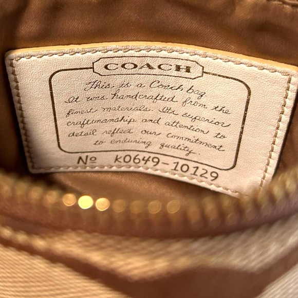 COACH Signature 40758 Crossbody Bag Canvas Leather Brown White Swingpack - Picture 11 of 14